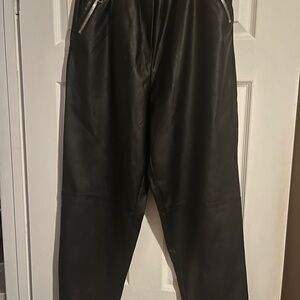 Ladies Faux Black Leather Pants